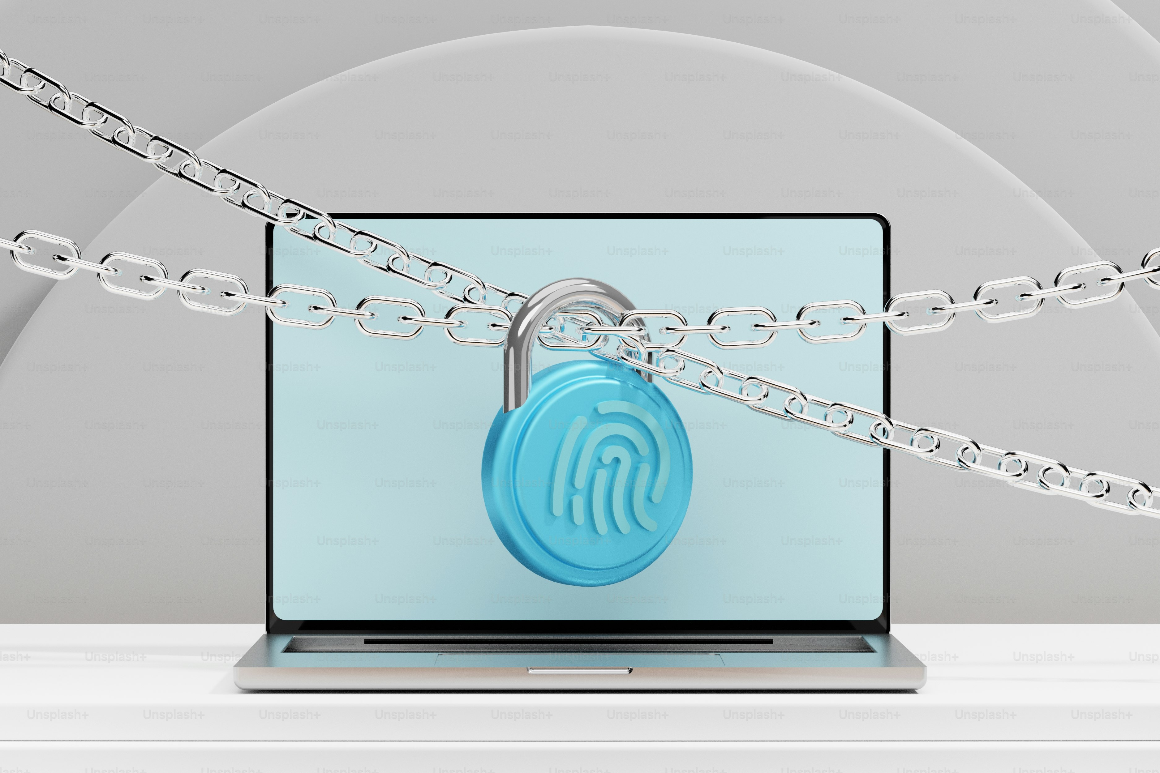 a laptop with a padlock attached to it